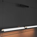 Modern Chandelier With Long Strip Design White Shades Black Frame And Warm Lighting