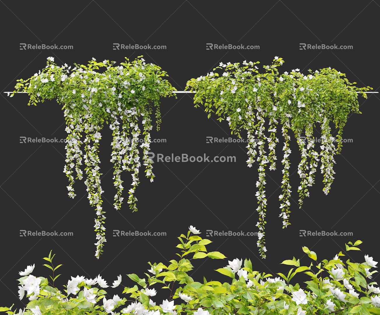 Modern hanging basket plant hanging 3d model