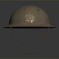 Military Weapon Helmet Featuring Dome Shaped Brim and Colorful Textured Surface