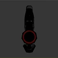 Futuristic Sci Fi Weapon With Green Metallic Body Purple Glowing Accents And Red Light Strips