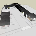 Modern Commercial Plaza Exterior With Covered Parking And Glass Structures