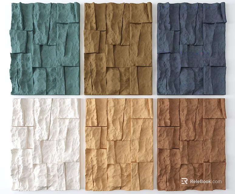 Colorful Stone Texture Wall Decor With Multiple Hue Options For Home Interior 3d model 