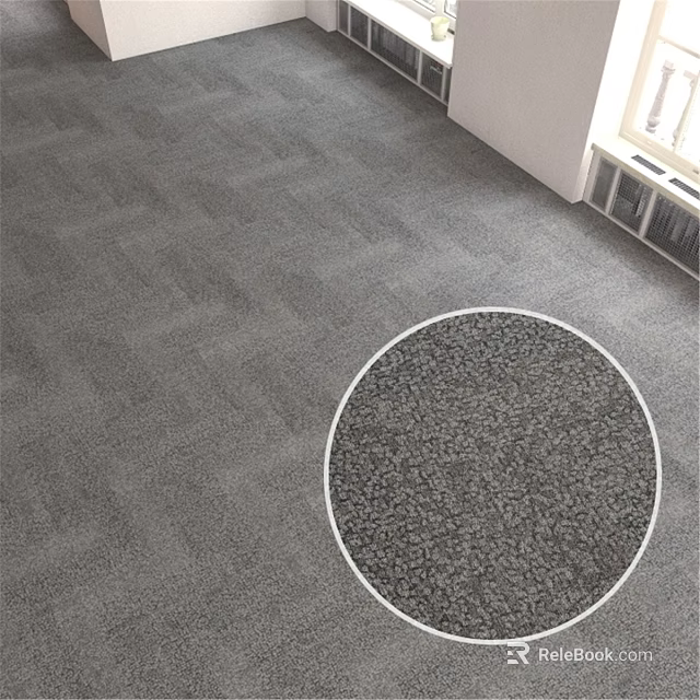 Gray Textured Carpet For Modern Interior Floor With Detailed Pattern 3d model 