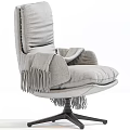 Modern Light Gray Office Chair With Cushioned Seat Armrests And Fringed Blanket On Black Base