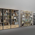 Modern Bookshelf Designs with Mixed Material Frames Storage Shelves Books and Decorative Items 3d model