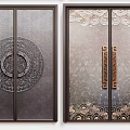 Creative Double Doors With Various Designs Decorative Elements Metal Textures And Wood Grain Details