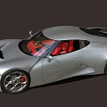 Silver Sports Car With Sleek Aerodynamic Design Transparent Roof And Red Leather Seats