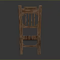 Wooden Chair With Striped Backrest And Natural Wood Seat Design