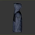 Blue Hooded Jacket With Fish Scale Textured Pattern And Contrast Panel Design 3d model