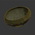 Ancient Clay Bowl With Cracked Surface And Decorative Patterns On Dark Background 3d model