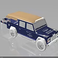 Blue Off Road Style Model Car With Beige Soft Top White Wheels And Body Logo