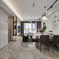 Modern Living and Dining Room Interior With Sofa Coffee Table TV Wall And Bookshelf