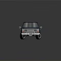 Blue Vintage SUV With Chrome Grille Roof Rack And Black Wheels