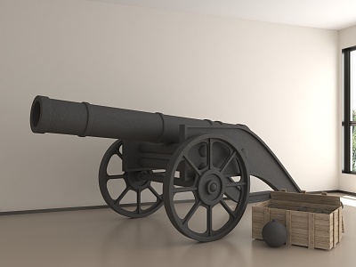 modern cannon outdoor cast iron cannon 3d model