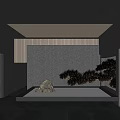 Minimalist Japanese Indoor Garden With Rock Water Pool And Pine Tree Decor