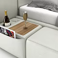 Modern Double Bed with Upholstered Headboard Light Gray Fabric and Side Storage 3d model