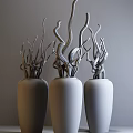 Modern vase with dried branches 3d model