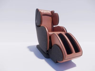 Modern Brown and Black Leather Massage Chair with Ergonomic Design and Footrest 3d model