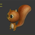 Orange Cartoon Squirrel Character With Big Green Eyes Open Mouth Fluffy Tail On Black Background