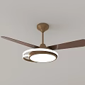 Modern Interior Ceiling Chandelier With Brown Fan Blades And White Round Lampshade Design