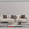 Modern Sofa Coffee Table Set With Stools Decorative Rug Vase And Candles 3d model