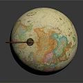 Decorative Ornament Set Featuring Colorful Globe With Wooden Stand For Home Decor