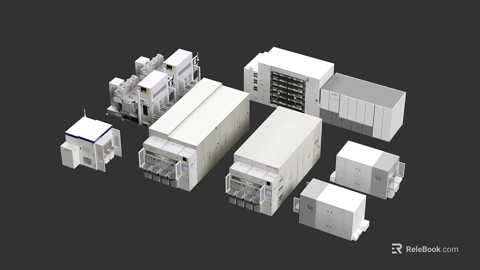 Modern Industrial Equipment With Various Modular Units Machinery Components And Systems 3d model