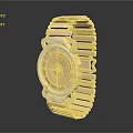 Modern Golden Wristwatch With Link Bracelet And Round Dial Design