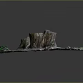 Wooden Tree Stumps Display Natural Scene With Fallen Leaves And Green Plants