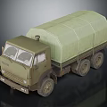Military Green Heavy Duty Cargo Truck With Canvas Covered Cargo Bed
