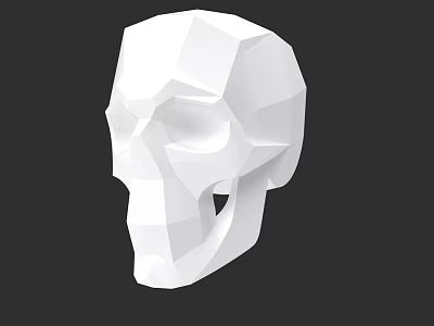 Low Poly White Skull Model With Geometric Design On Black Background 3d model