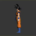 Game Movie Character in Orange Combat Outfit with Black Spiky Hair Blue Belt and Boots
