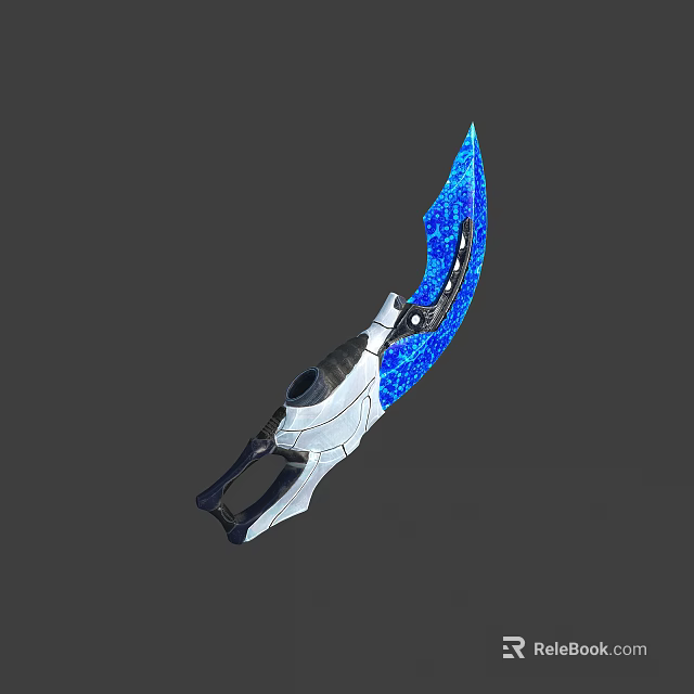 Modern Decorative Knife With Blue Blade And White Black Handle 3d model 