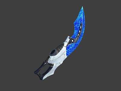 Modern Decorative Knife With Blue Blade And White Black Handle 3d model