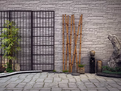 New Chinese Gardening Sits Garden Scenery 3d model