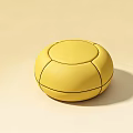 Yellow Round Leisure Chair with Stitched Padded Surface in Modern Minimalist Interior