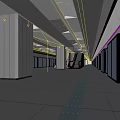 Modern Metro Station Platform With Passengers Glass Doors Columns And Bright Lighting