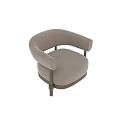Comfortable Modern Beige Accent Chair With Rounded Armrests Upholstered Seat Wooden Frame