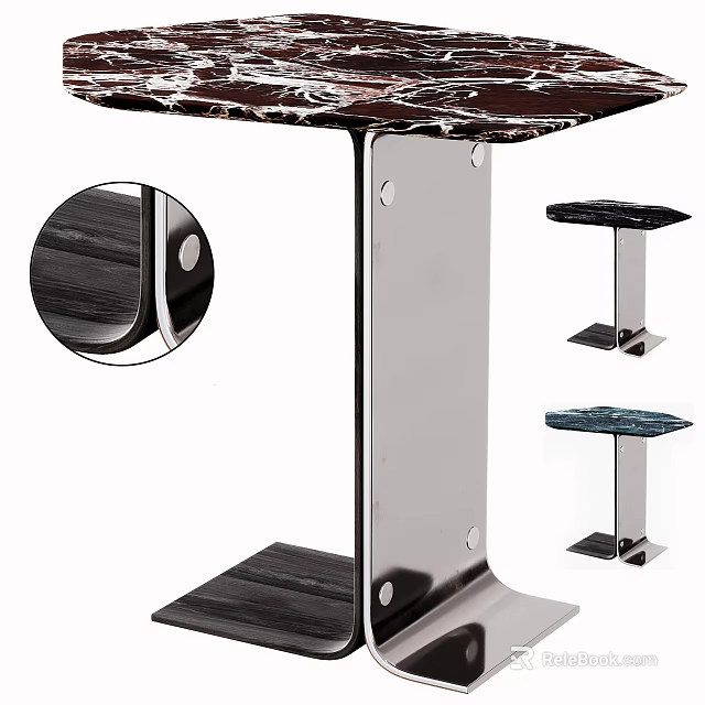Modern Living Room Table Design With Marble Tabletop And Metal Stand 3d model 