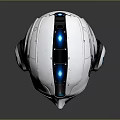 Futuristic Metallic Robot Head Design With Blue Glowing Eyes And Headphone Ears