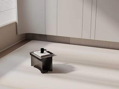 Black Side Table With Cup And Book In Modern Minimalist Interior 3d model