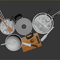 Essential Kitchen Utensils Set with Pots Pans Whisk Knife and Cutting Board