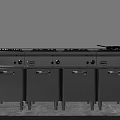 Stainless Steel Kitchen Appliances Cooktop with Multiple Burners Drawers and Cabinets Sleek Modern Design