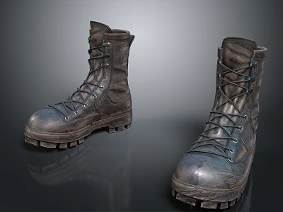 Durable Leather Work Boots With Thick Soles And Laces For Outdoor Use 3d model