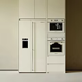 Modern Kitchen Refrigerator Cabinet Design With Built In Oven And Microwave