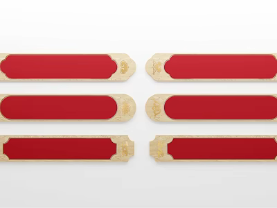 Multiple Elegant Carved Decorative Plaques With Red Background And Golden Borders 3d model