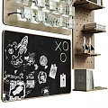 Decorative Wall Hangings with Alphabet Number Cards Chalkboard Wooden Pegboard Shelf Clips Stickers and Books