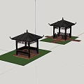 Traditional Chinese Style Pavilion In Garden With Lush Greenery And Colorful Flowers