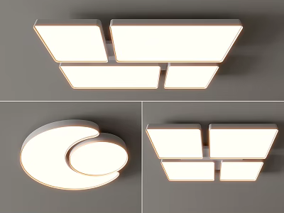 Sleek Modern Ceiling Lights With Square And Circular Combined Panel Design For Interior 3d model