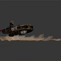 Futuristic Mechanical Vehicle With Cannon Parts Circular Components And Metallic Texture